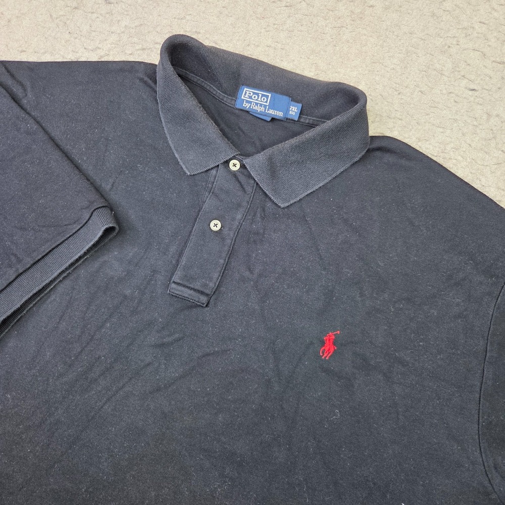 Polo Ralph Lauren Shirt Mens 2XL BIG Black Short Sleeve Preppy Pony Cotton